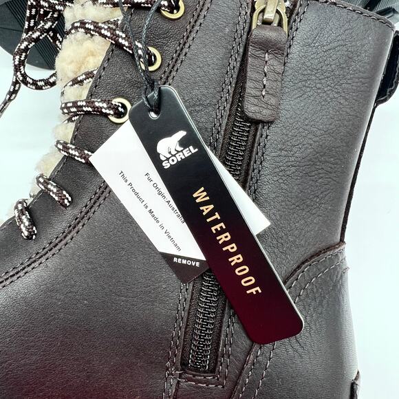 SOREL Emelie Short Lace Cozy Boot Womens 8.5 Blackened Brown Waterproof NEW - Picture 9 of 11